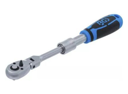 Vendbar skralle, uttrekkbar, bøybar 6,3mm (1/4") 210-250mm